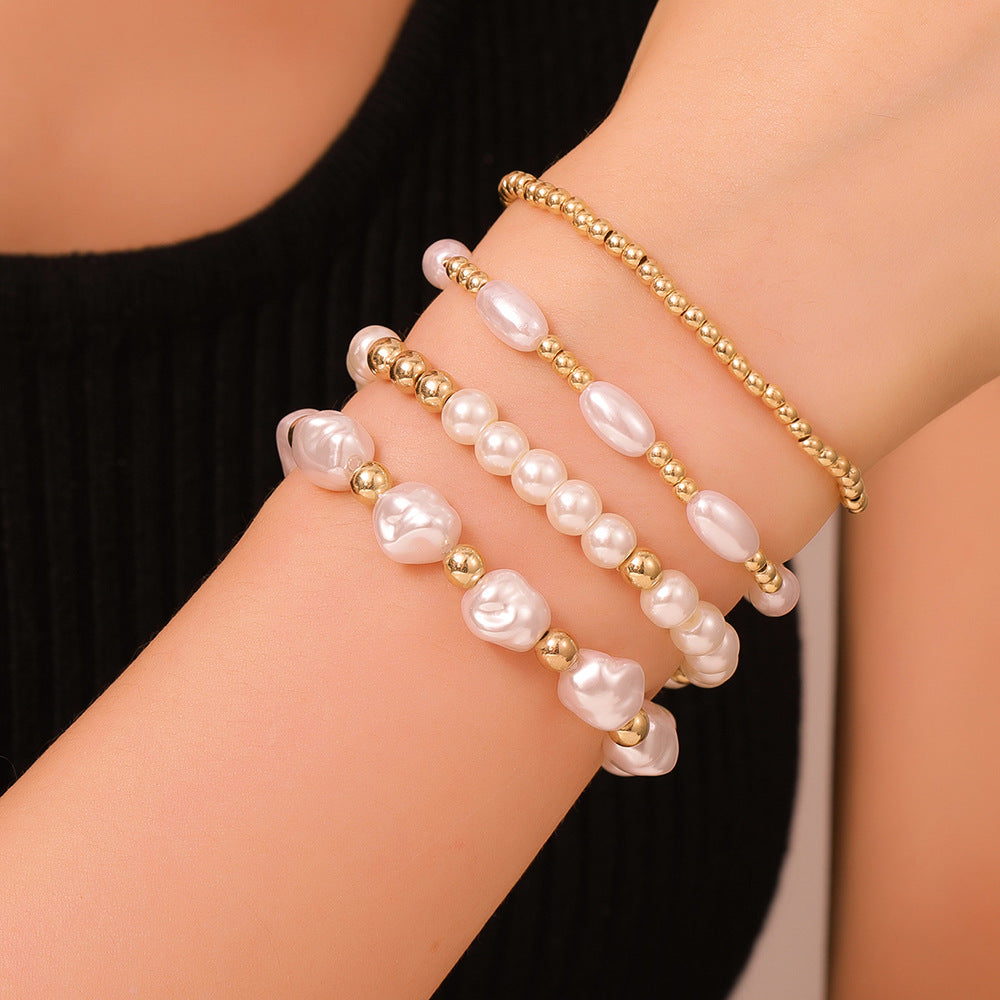 Wholesale  Cross Bracelet suit Sweet Cool Beaded Shell Pearl Bracelet
